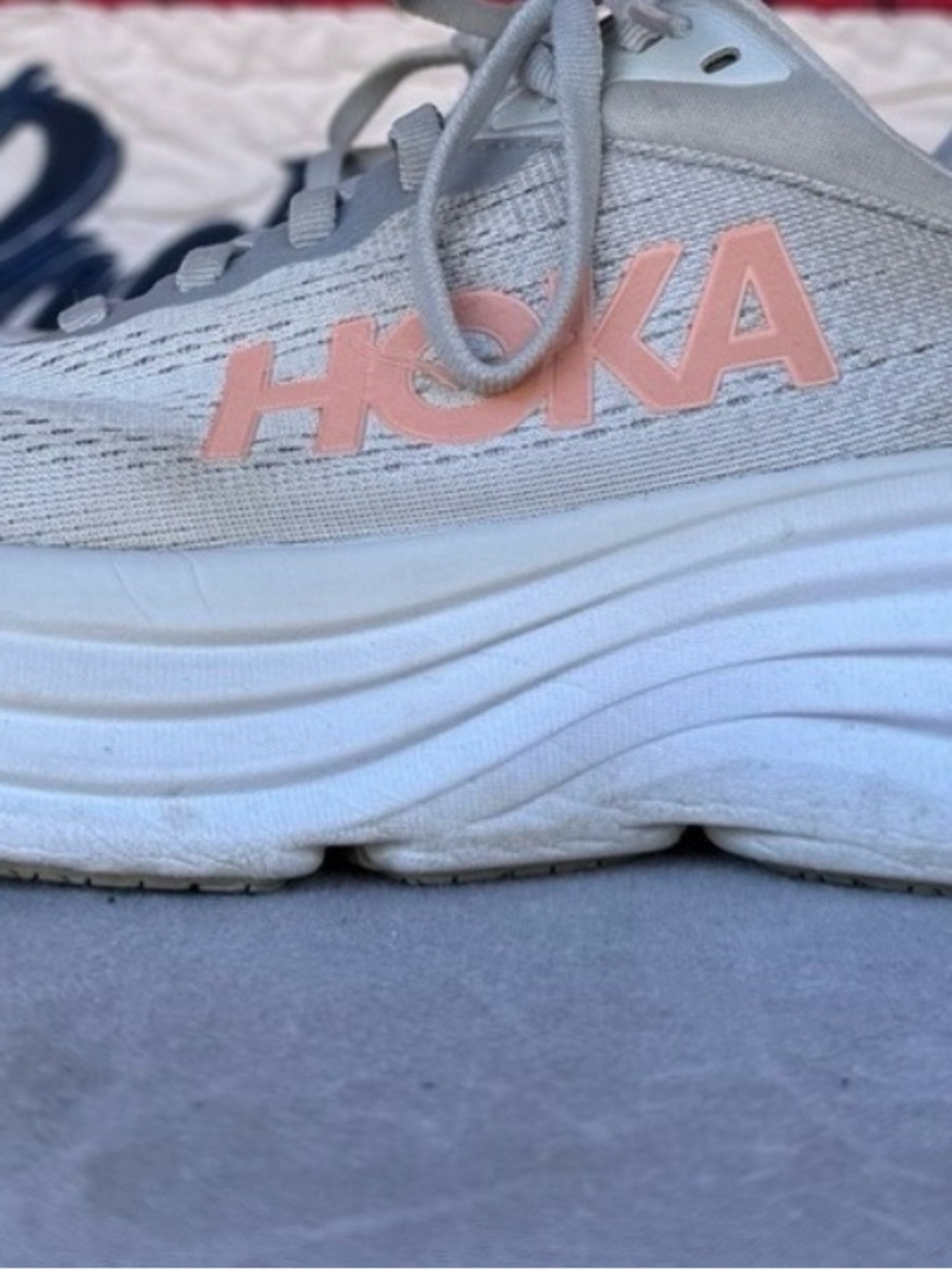 Hoka One One Women's White Sneakers with Pink Logo - Picture 13 of 16